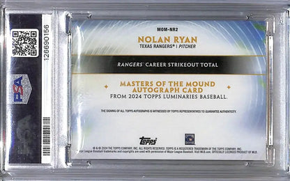 Nolan Ryan baseball trading card from Topps Luminaries Texas Rangers in protective slab