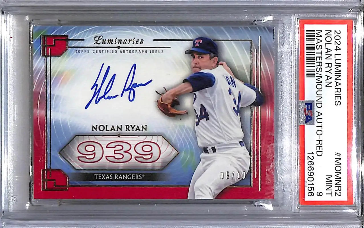 2024 Topps Luminaries Nolan Ryan Texas Rangers graded MINT baseball card alt text