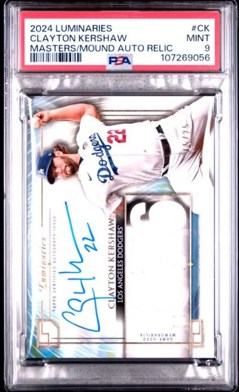 Graded Clayton Kershaw baseball card from 2024 Topps Luminaries series