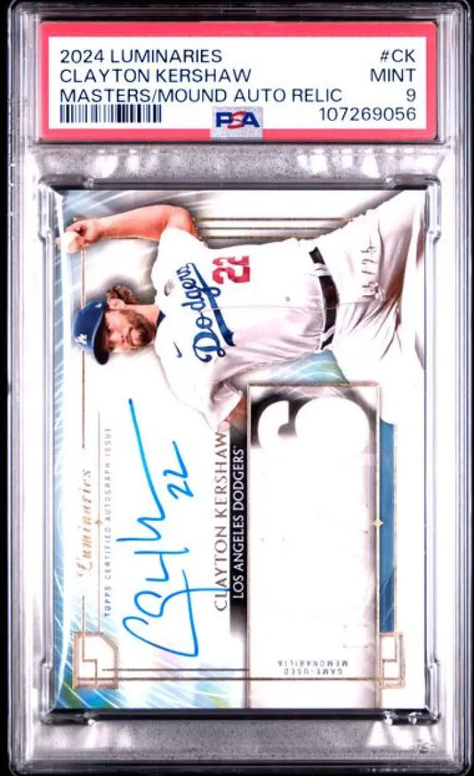 Graded Clayton Kershaw baseball card from 2024 Topps Luminaries series