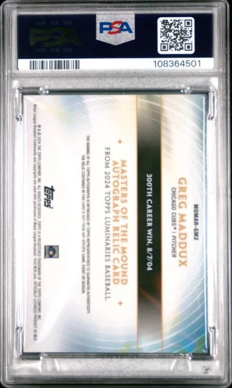 Graded 2024 Topps Luminaries Greg Maddux Chicago Cubs Baseball Card PSA 9 MINT Auto