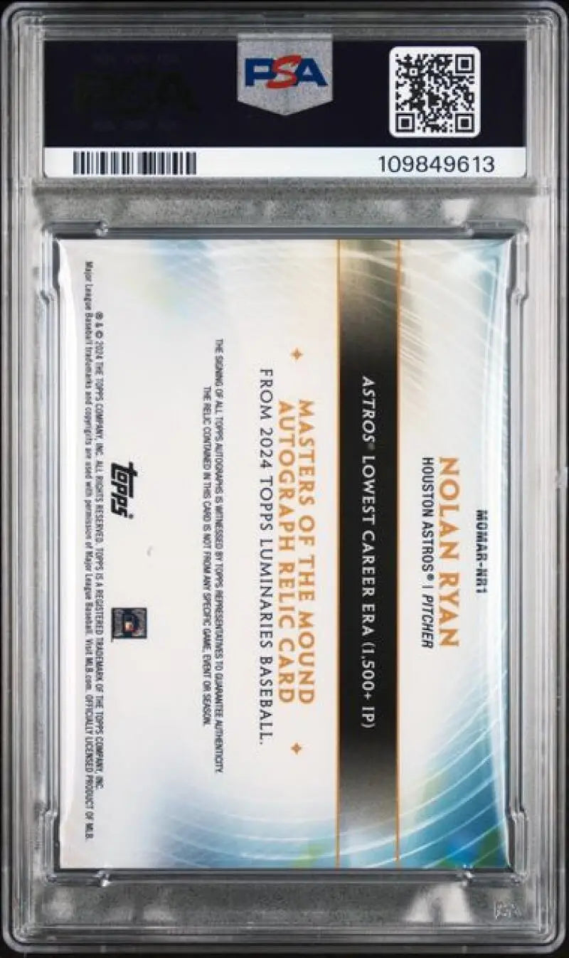 Graded Nolan Ryan baseball card from Topps Luminaries 2024, PSA 6 EX-MT auto