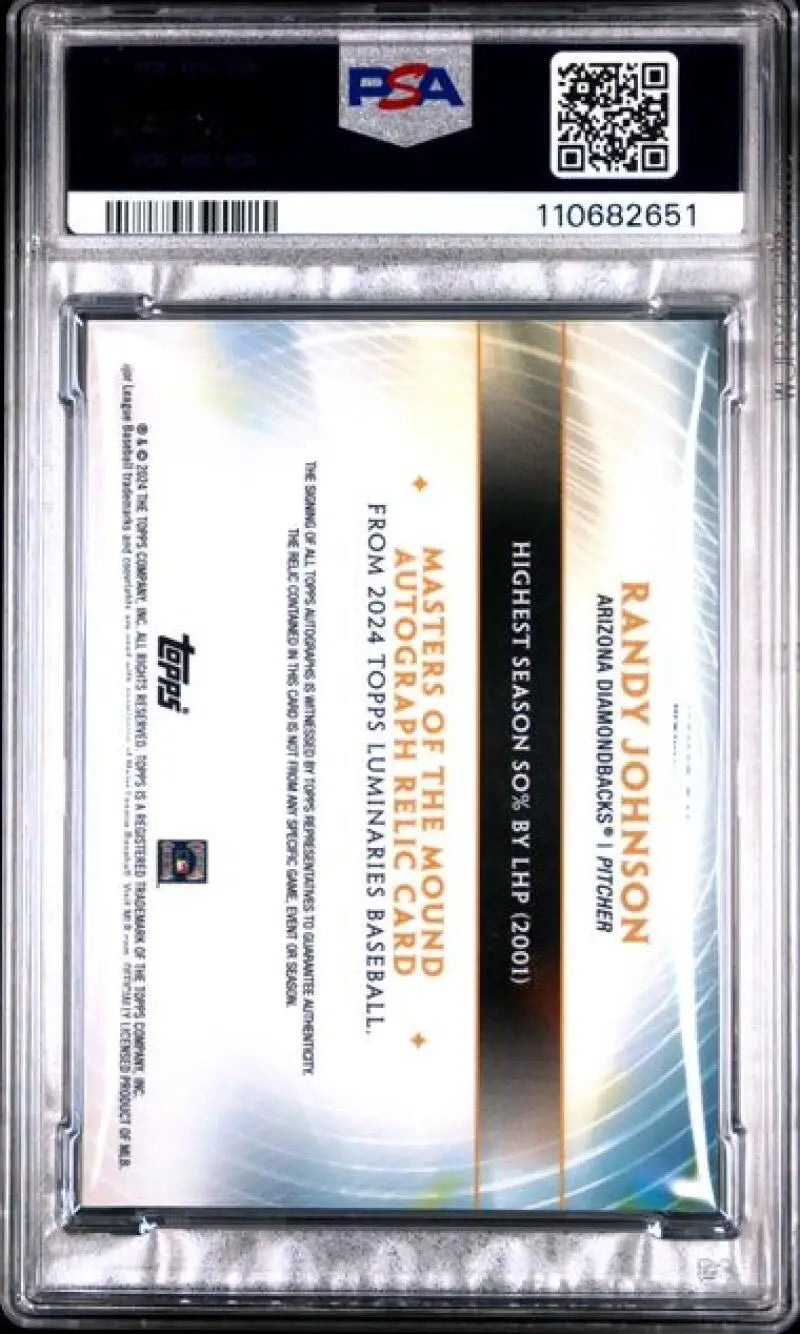 Graded Randy Johnson baseball card from 2024 Topps Luminaries featuring Arizona Diamondbacks