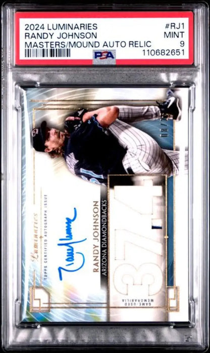 Graded Randy Johnson autographed baseball card from 2024 Topps Luminaries featuring Arizona Diamondbacks