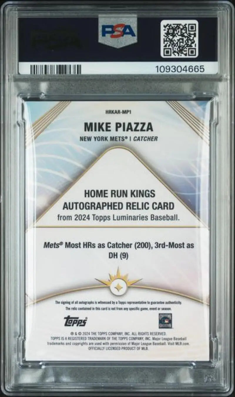 Graded Mike Piazza baseball card featuring Mike Piazza of the New York Mets MP1 Mike Piazza