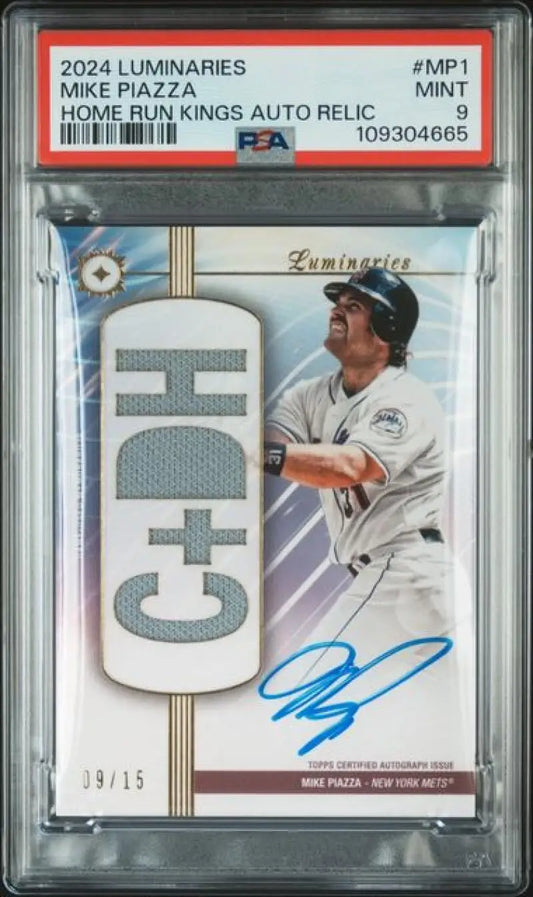 Graded Mike Piazza New York Mets baseball card MP1 Mike Piazza PSA 9 MINT MEM