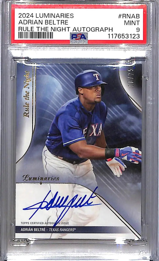 Autographed Adrian Beltre baseball card from 2024 Topps Luminaries Rule the Night series