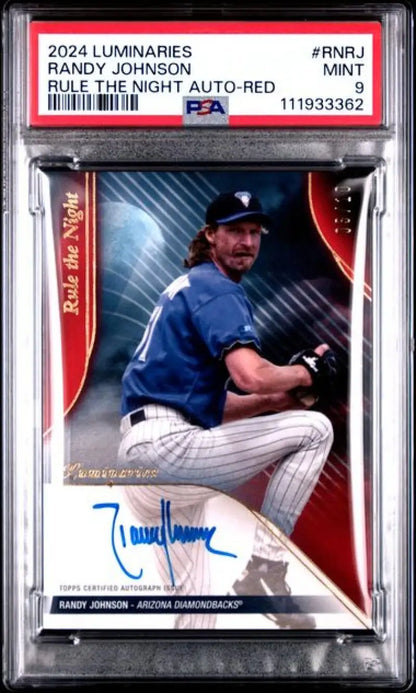 Graded Randy Johnson baseball card from 2024 Topps Luminaries Rule The Night series