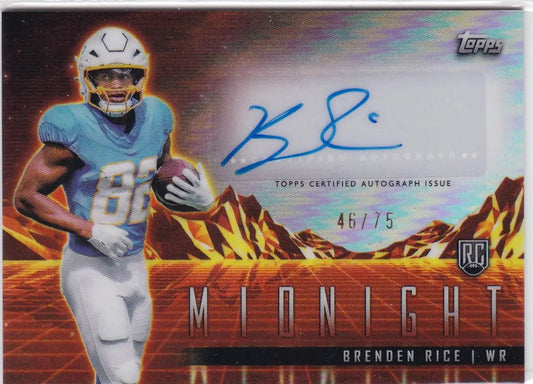 Brenden Rice rookie football card with autograph from 2024 Topps Midnight Rookie Horizons Auto