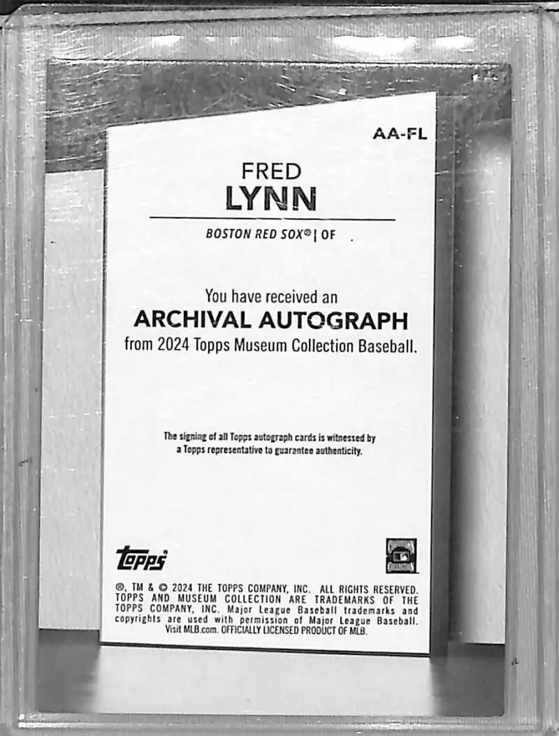 Baseball trading card featuring Fred Lynn from 2024 Topps Museum Collection Archival Red