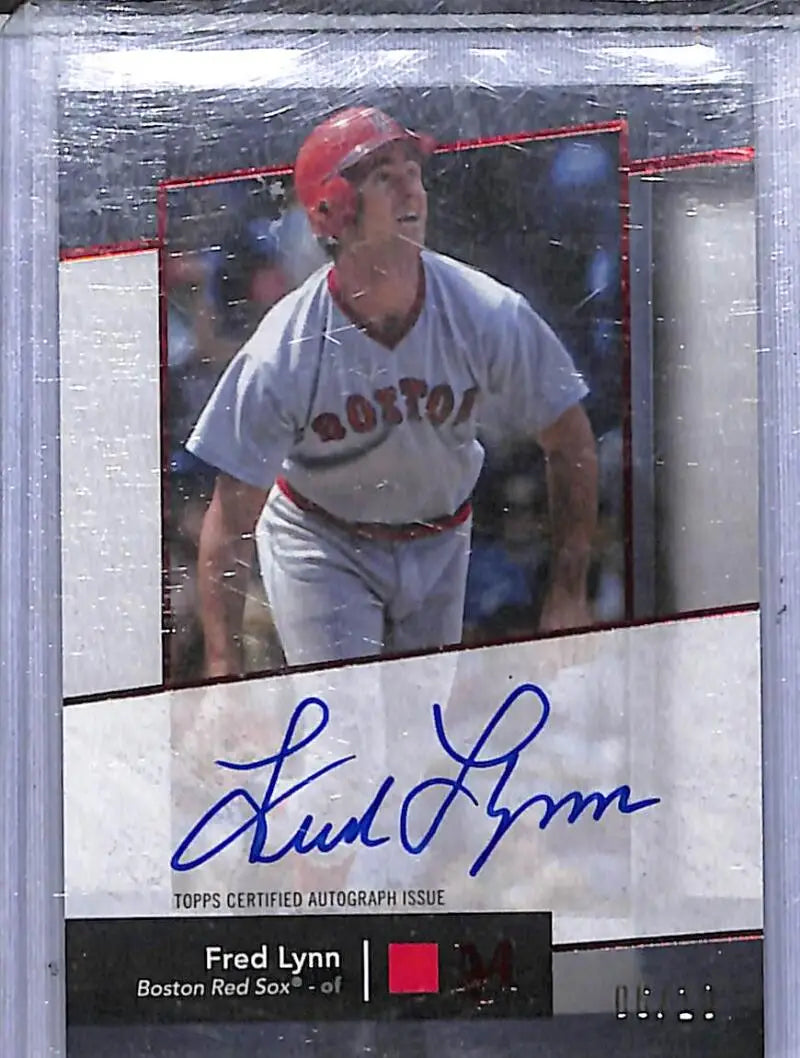 Baseball trading card featuring Fred Lynn with autograph from 2024 Topps Museum Collection Archival Red