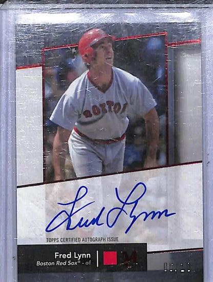 Baseball trading card featuring Fred Lynn with autograph from 2024 Topps Museum Collection Archival Red