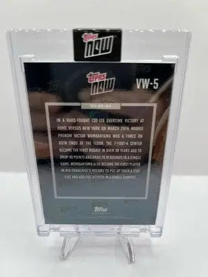 Topps Now Victor Wembanyama basketball card in protective case, Wembanyama RC basketball