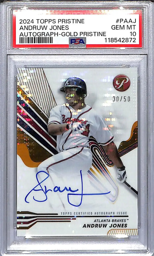 2024 Topps Pristine Gold Andruw Jones autograph card Atlanta Braves PSA GEM MT 10