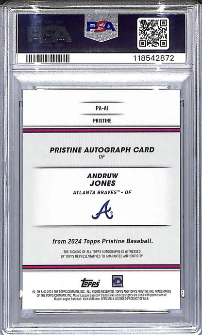 Graded Andruw Jones 2024 Topps Pristine Gold autograph card Atlanta Braves PSA 10