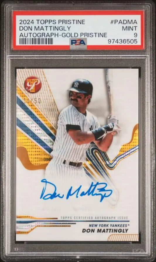 PSA-graded 2024 Topps Pristine Gold Don Mattingly autograph New York Yankees card