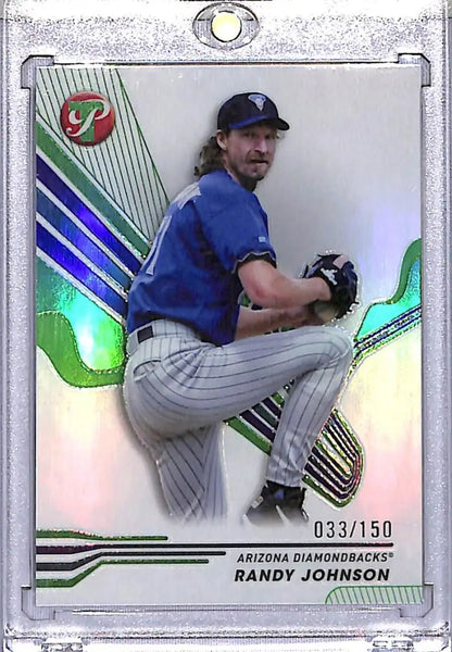 Randy Johnson baseball card from 2024 Topps Pristine Green series featuring Arizona Diamondbacks