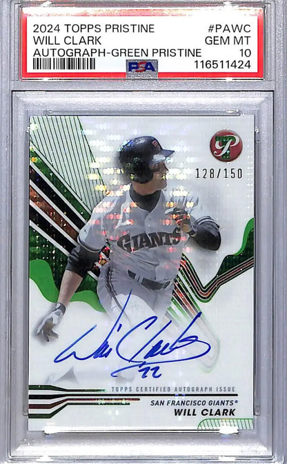 2024 Topps Pristine Green #PA-WC Will Clark PSA 10 GEM MINT Auto 128/150 San Francisco Giants