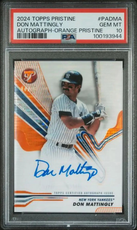 PSA-graded 2024 Topps Pristine Don Mattingly GEM MINT Autograph Yankees Card 14/25