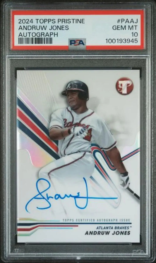 PSA 10 GEM MINT 2024 Topps Pristine Andruw Jones Auto Atlanta Braves Baseball Card
