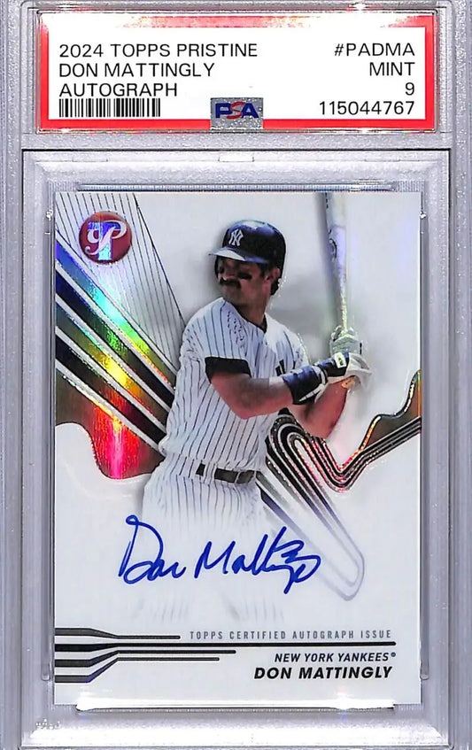 Don Mattingly PSA 9 autograph baseball card 2024 Topps Pristine New York Yankees