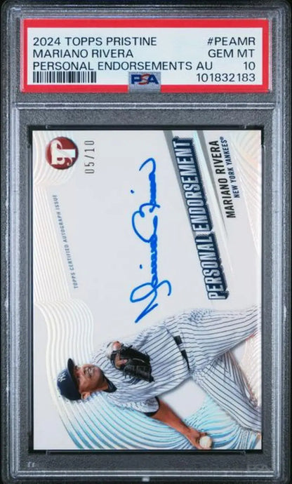 Mariano Rivera autographed baseball card, 2024 Topps Pristine gem mint baseball card