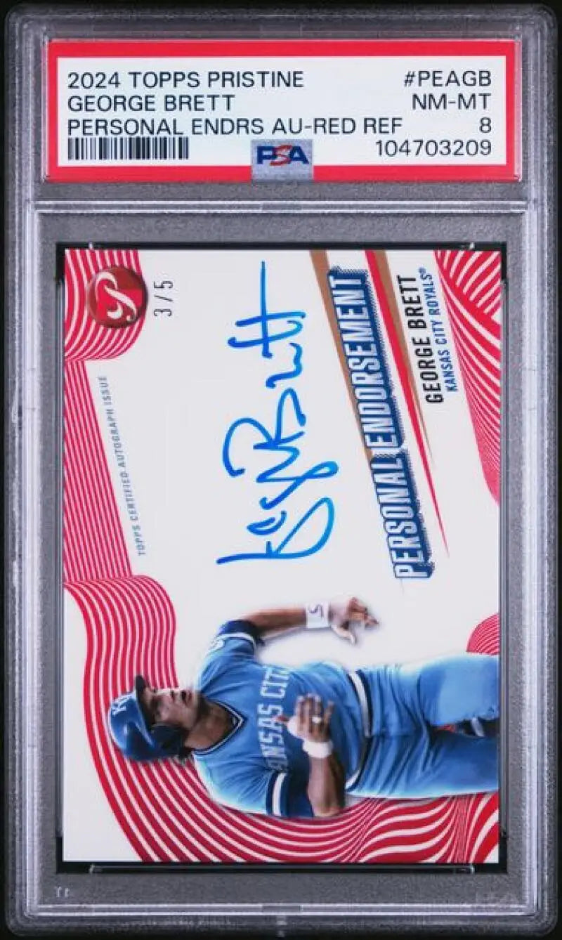 George Brett autographed baseball card from Topps Pristine Personal Endorsements collection