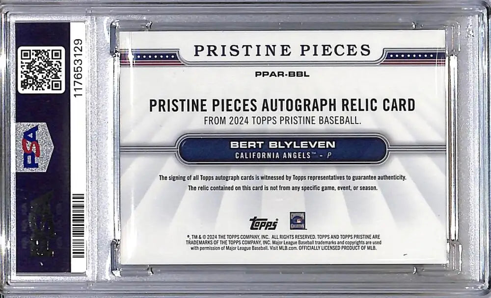 Graded Bert Blyleven baseball card from Topps Pristine Pieces Gold series with PSA 9 Mint