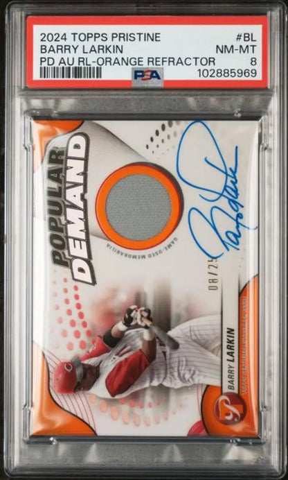 Graded Barry Larkin autographed baseball card for Cincinnati Reds collectors