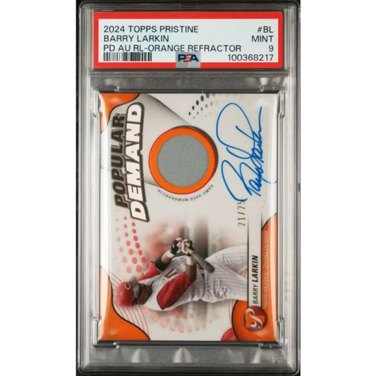 2024 Topps Pristine Popular Demand Orange #DPARBL Barry Larkin PSA 9 MINT MEM Auto 12/25 Cincinnati Reds Baseball Card