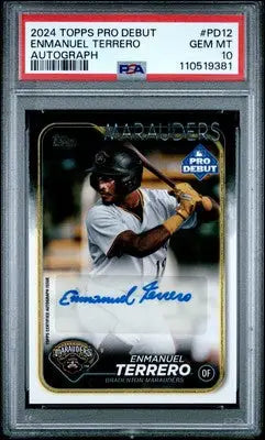 PSA-graded 2024 Topps Pro Debut Enmanuel Terrero autograph baseball card