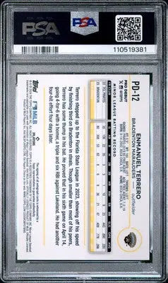 Graded Baseball Card of Enmanuel Terrero from 2024 Topps Pro Debut series