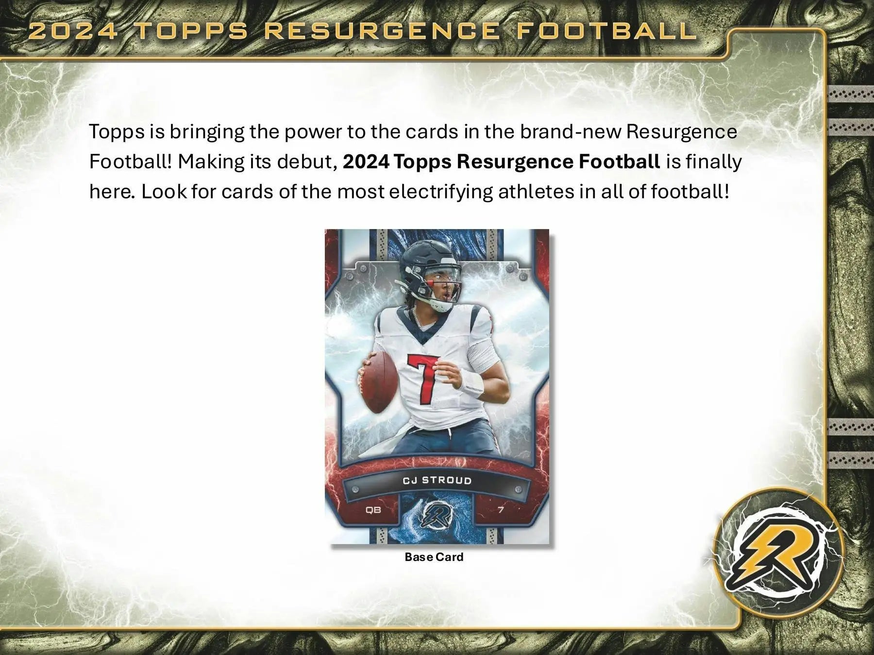2024 Topps Resurgence Football card featuring Gold Power Surge artwork in Hobby Box