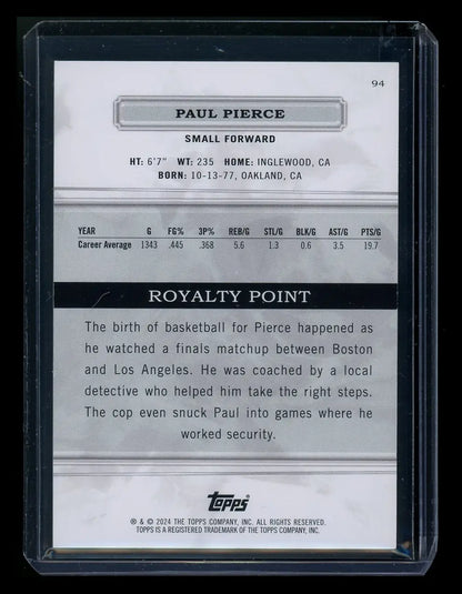 2024 Topps Royalty Point Paul Pierce basketball trading card in protective sleeve