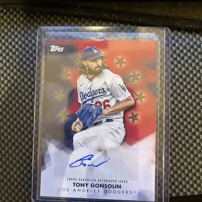 Autographed Topps Series 1 Tony Gonsolin baseball card with gold autograph /50
