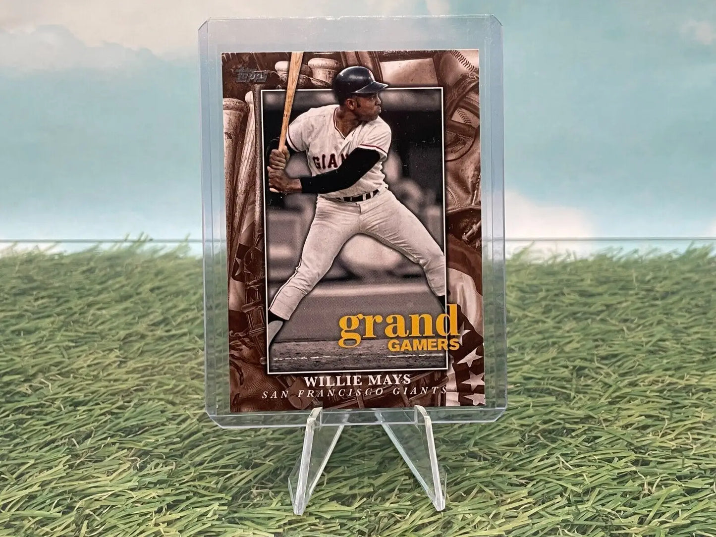 Willie Mays Grand Gamers Card from 2024 Topps Series 1 San Francisco Giants product