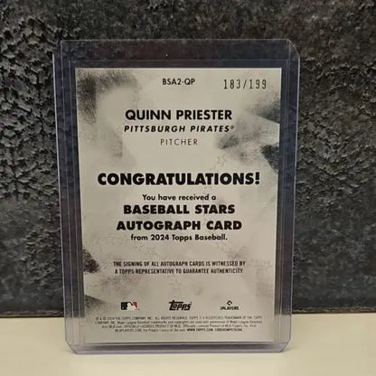 Quinn Priester baseball stars autograph card from 2024 Topps Series 2 Baseball Stars