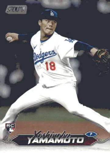 Yoshinobu Yamamoto baseball card from 2024 Topps Stadium Club NM-MT RC Dodgers