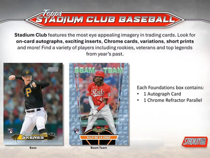 Baseball card advertisement for 2024 Topps Stadium Club Baseball Compact Box