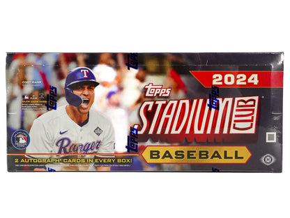 2024 Topps Stadium Club Baseball Hobby Box featuring Texas Rangers player and chrome base autographs