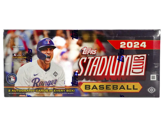 2024 Topps Stadium Club Baseball Hobby Box featuring Texas Rangers player and chrome base autographs