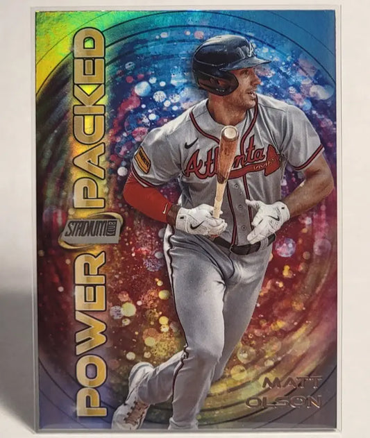 Baseball trading card of Matt Olson from 2024 Topps Stadium Club Power Packed series