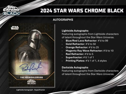 2024 Star Wars Chrome Black autograph card from Topps Star Wars Chrome Hobby Box