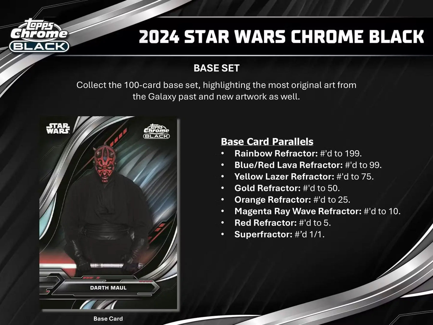 2024 Star Wars Chrome Black trading card from Topps Star Wars Chrome Black Hobby Box