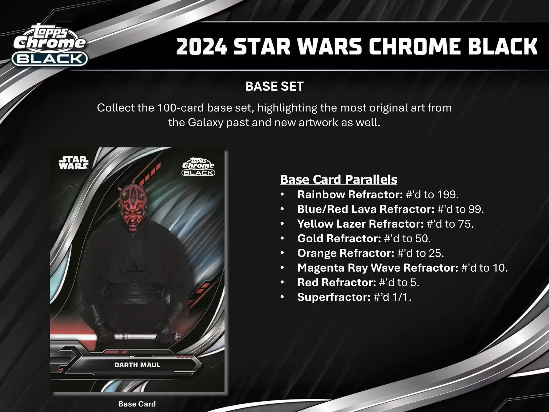 2024 Star Wars Chrome Black trading card from Topps Star Wars Chrome Black Hobby Box