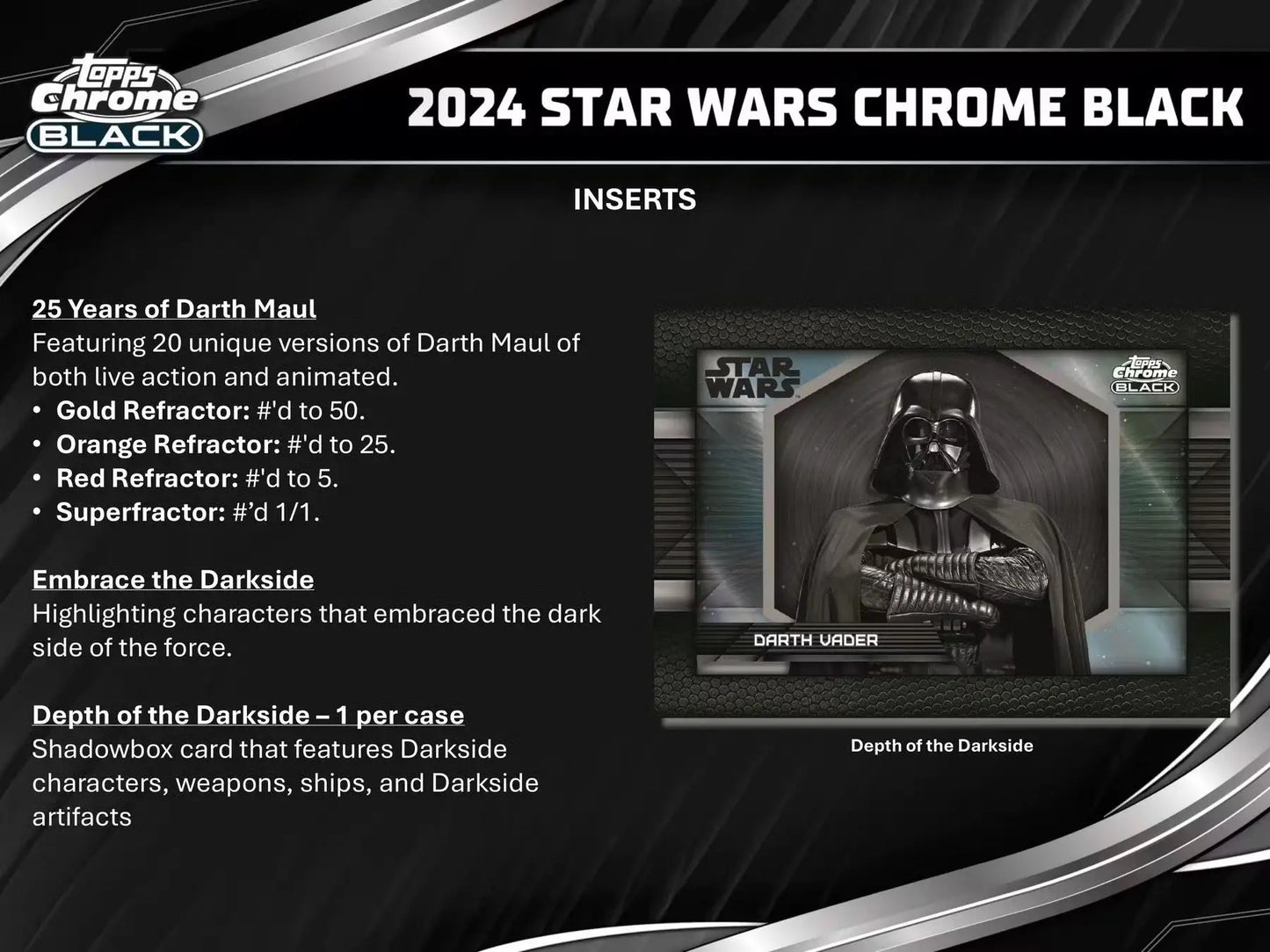 Star Wars trading card from 2024 Topps Star Wars Chrome Black Hobby Box