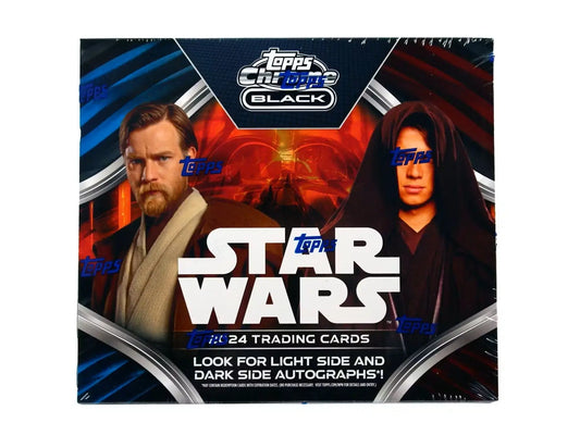 Topps Star Wars Chrome Black Hobby Box showcasing premium trading cards
