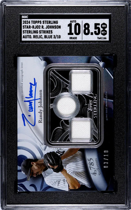 Graded Randy Johnson Topps Sterling Strikes Blue SGC 8.5 New York Yankees Baseball Card