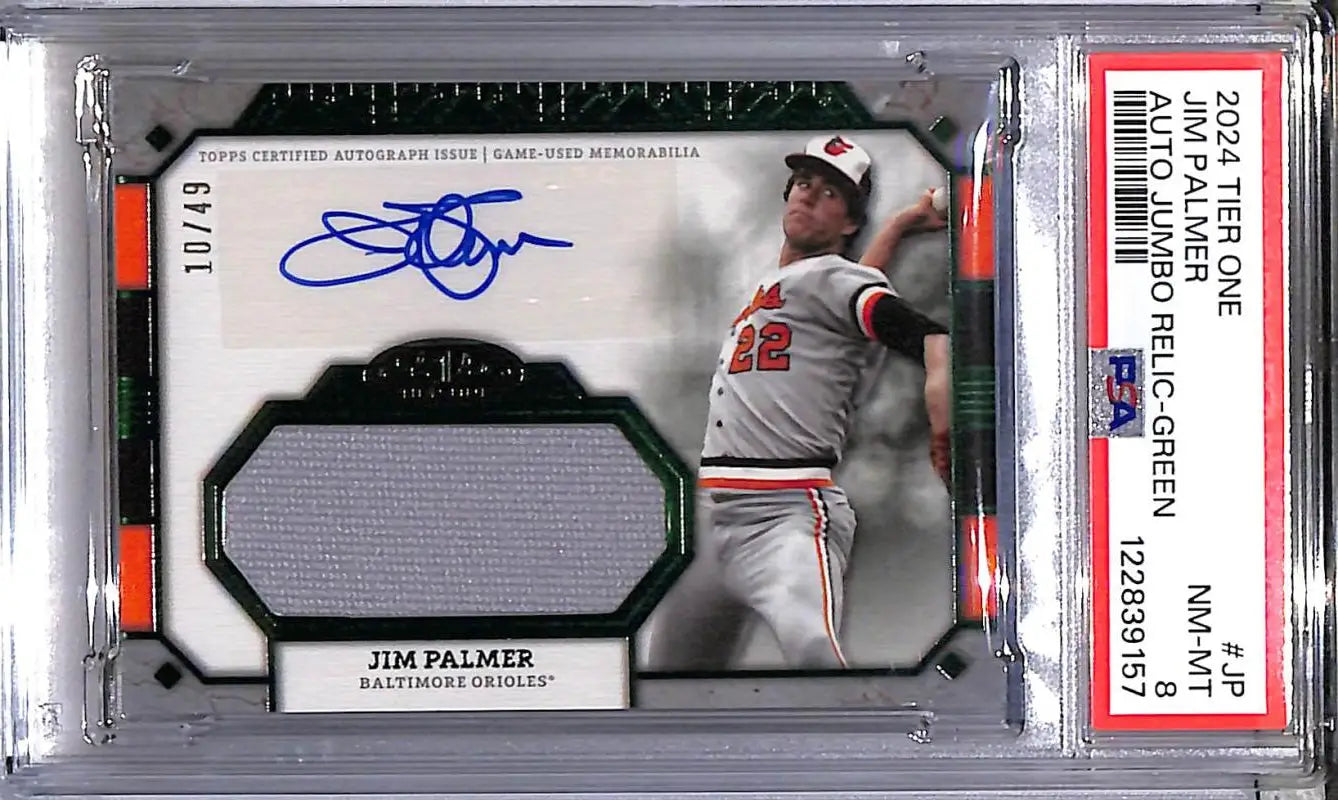 2024 Topps Tier One Jumbo Green #AT1JR-JP Jim Palmer PSA 8 NM-MT MEM Auto 10/49 Baltimore Orioles - Trading Card