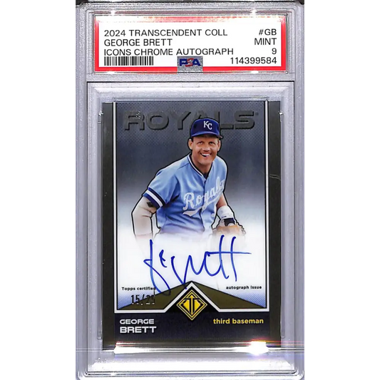 2024 Topps Transcendent Collection Icons Chrome #TCBA-GB George Brett PSA 9 MINT Auto 15/25 Kansas City Royals
